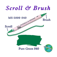 Zig Scroll & Brush Çift Çizgi ve Fýrça Uçlu Kaligrafi ve Gölgeleme Kalemi 040 Green