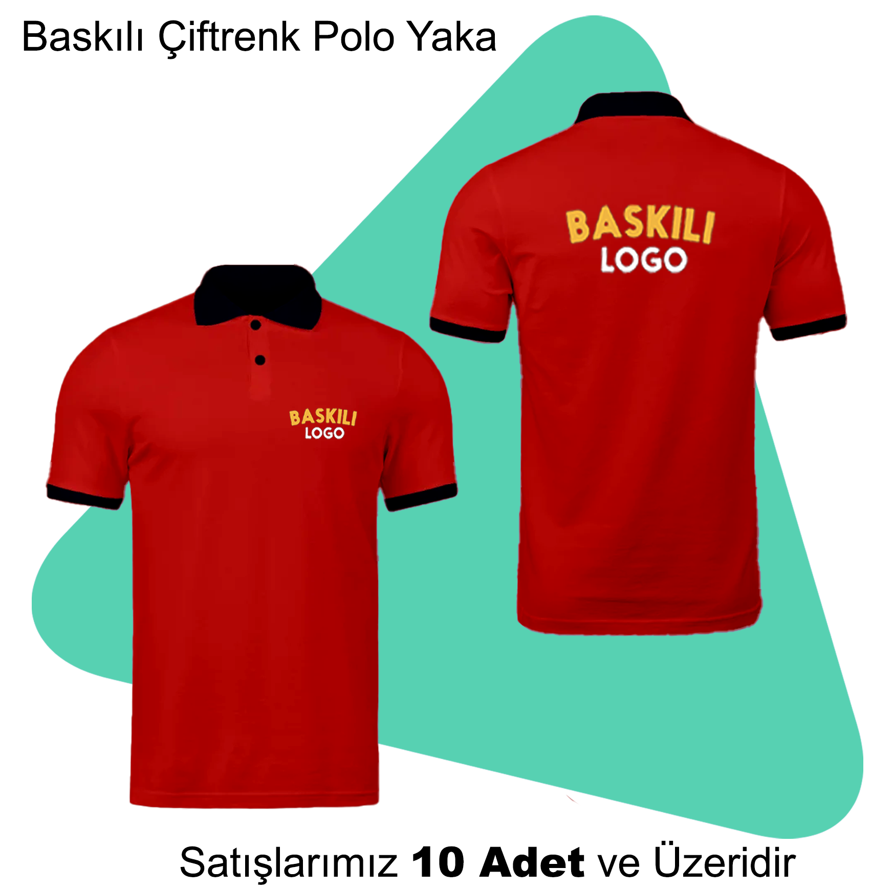 Şirket Logolu Baskılı Çift Renk Polo Yaka