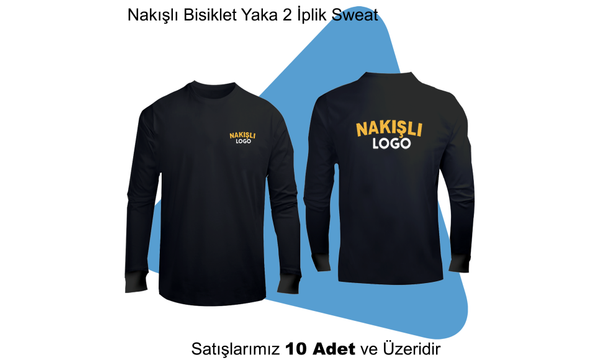 irket Logolu Nakl Bisiklet Yaka Uzun Kollu 2 plik Sweat