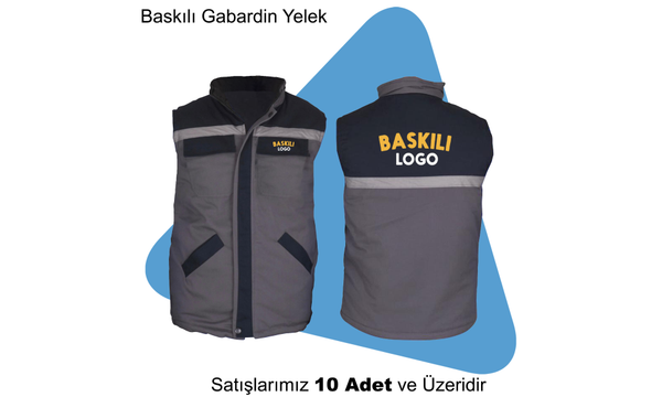 irket Logolu Baskl Gabardin Yelek