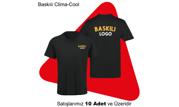 irket Logolu Baskl Bisiklet Yaka Clima-Cool Tirt