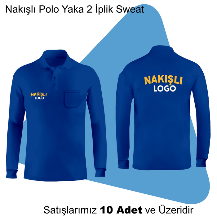 irket Logolu Nakl Polo Yaka Uzun Kollu 2 plik Sweat
