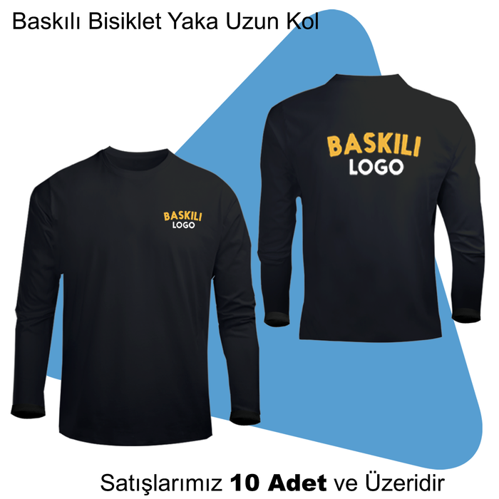 �irket Logolu Bask� Uzun Kollu �niseks Ti��rt