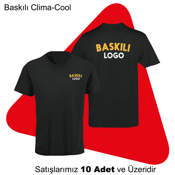 �irket Logolu Bask�l� Bisiklet Yaka Clima-Cool Ti��rt