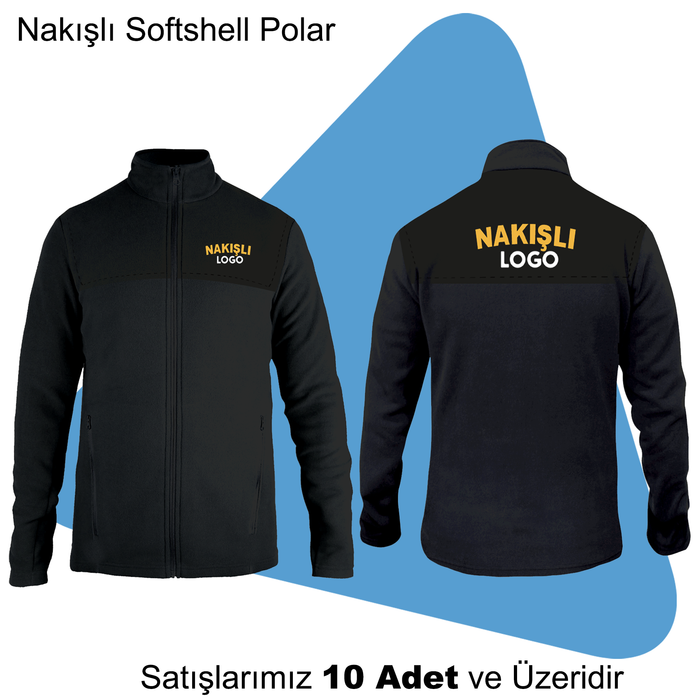 �irket Logolu Softshell �n ve Arka Nak��l� Polar