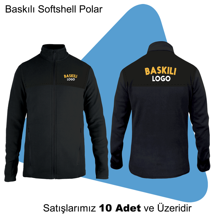 �irket Logolu Softshell �n ve Arka Bask�l� Polar