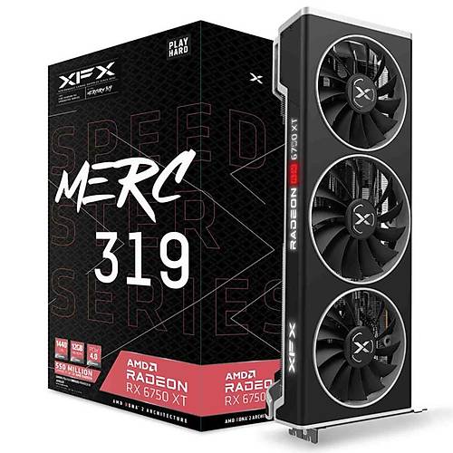 XFX Speedster MERC 319 AMD Radeon RX 6750 XT Black RX-675XYTBDP 12GB GDDR6 192Bit DX12 Gaming (Oyuncu) Ekran Kartý