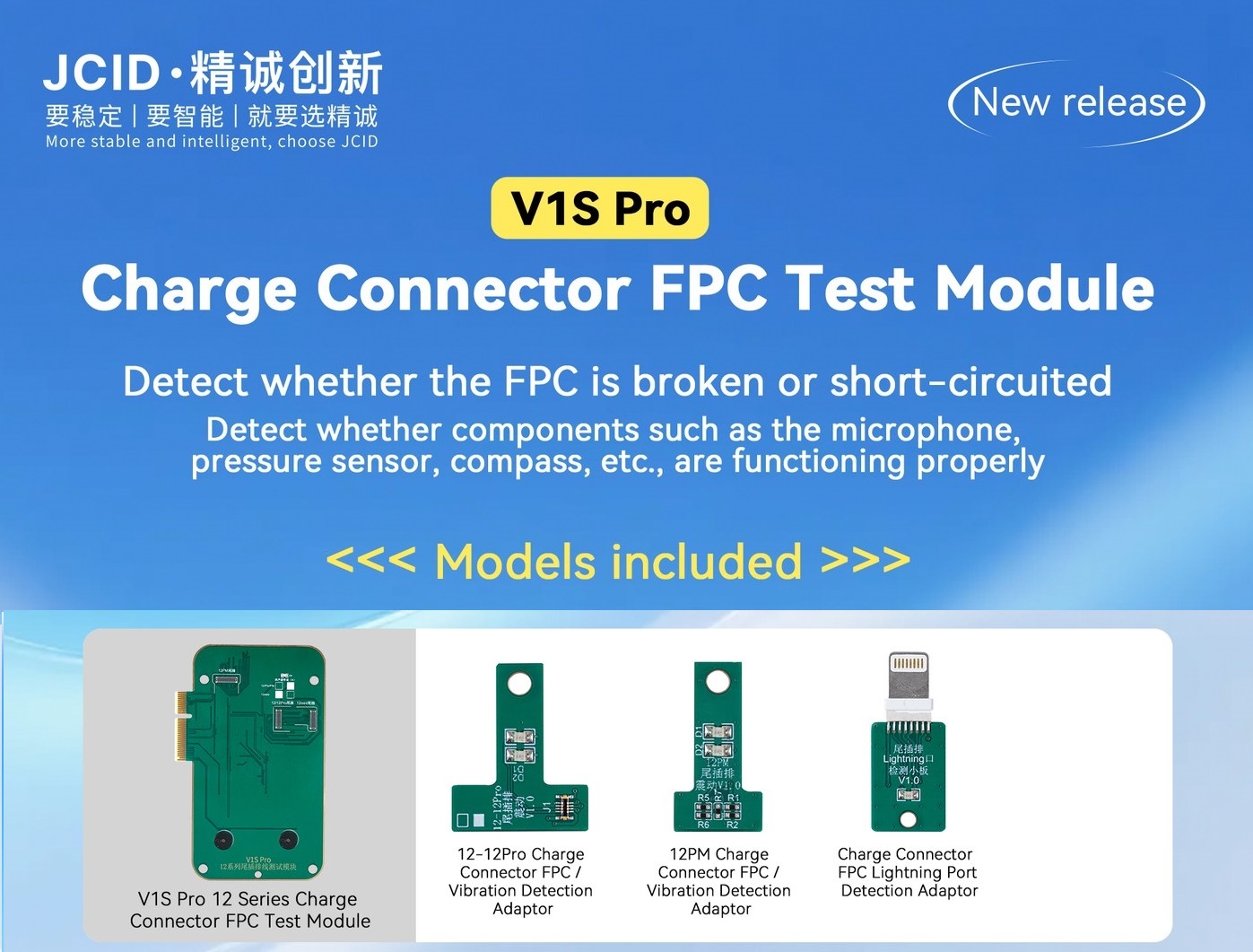JC V1S PRO iPhone 12 Charge Connector FPC Test Modül
