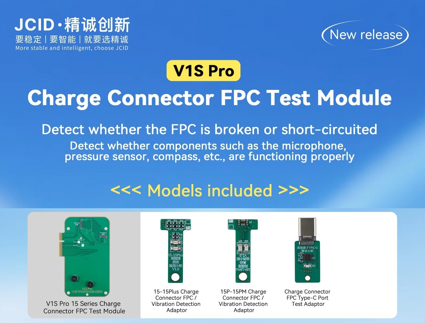 JC V1S PRO iPhone 15 Charge Connector FPC Test Modül