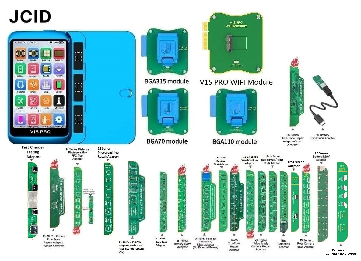 V1S Pro MEGA SET (BGA70/BGA110/BGA315/WIFI Modül ve 24 in 1 Bord Seti)