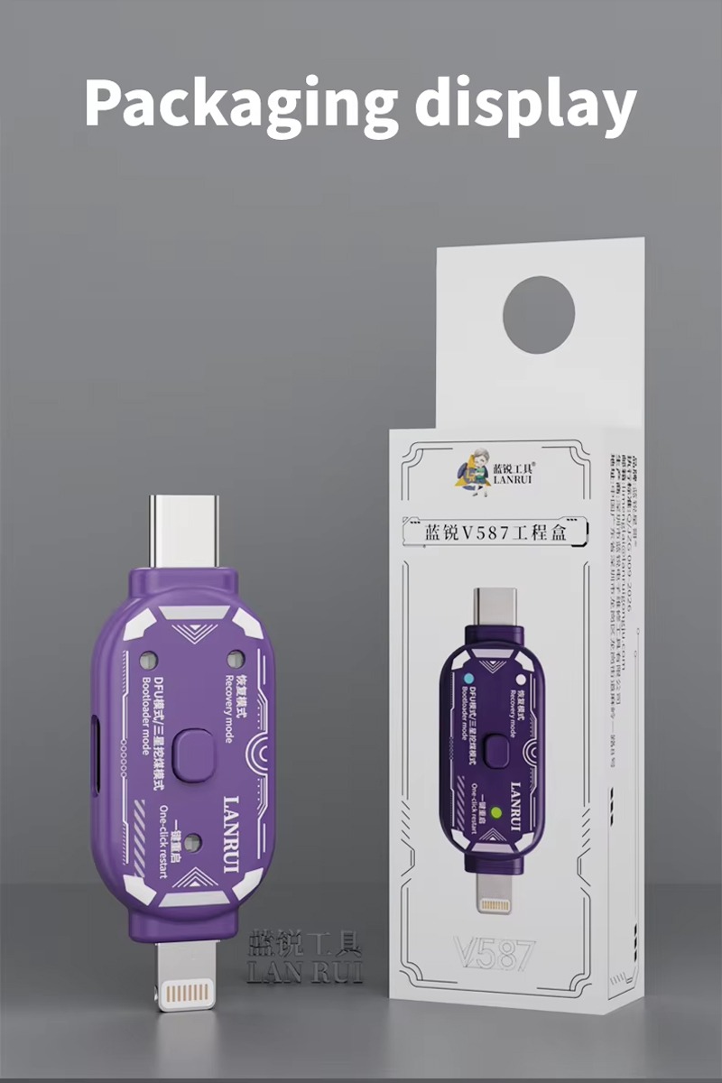 Lanrui V587 Lightning + Type-C Mühendislik Kutusu, DFU / Kurtarma / Samsung İndirme Modlarına Giriş İçin
