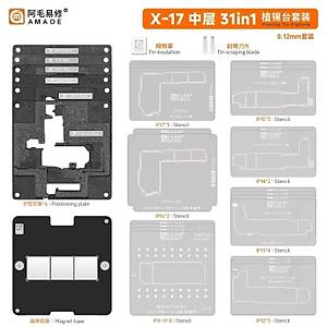 Amaoe iPhone X-17 31in1 Birle�tirme Kal�p Seti (iPhone X/11/12/13/14/15/16/17 serilerini destekler.)