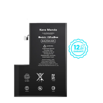 KARA MANDA iPhone 12 Pro Max Batarya (4420 mAh) (1 Yıl Garanti)
