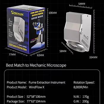 Mechanic Windflow X Duman Emici Mikroskop Fan