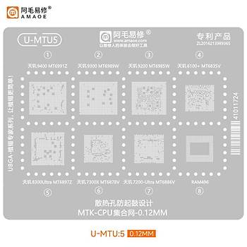Kapsaml� ��lemci Kal�p Seti (Qualcomm / MediaTek / Exynos / Kirin) (Amaoe M�knat�sl� Tabla ve Ped Seti ile birlikte g�nderilir!) (48 Adet Kal�p)