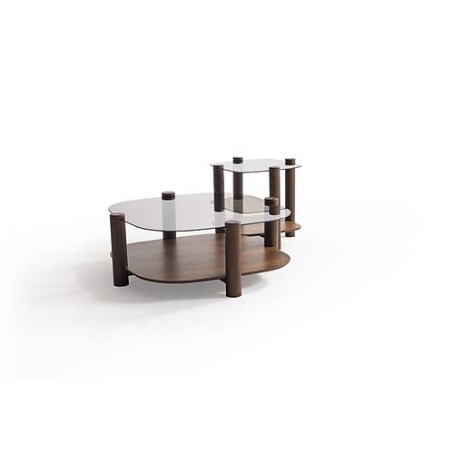 974 Walnut Bronze Glass Orta Sehpa
