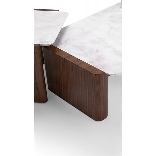 668 Walnut Marble Orta Sehpa