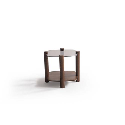 974 Walnut Bronze Glass Orta Sehpa