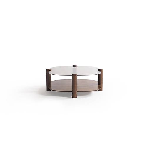 974 Walnut Bronze Glass Orta Sehpa