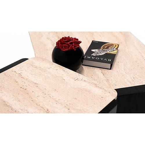 668 Oak Black Traverten Orta Sehpa