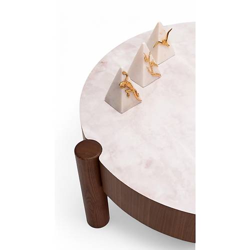 670 Walnut Marble Orta Sehpa