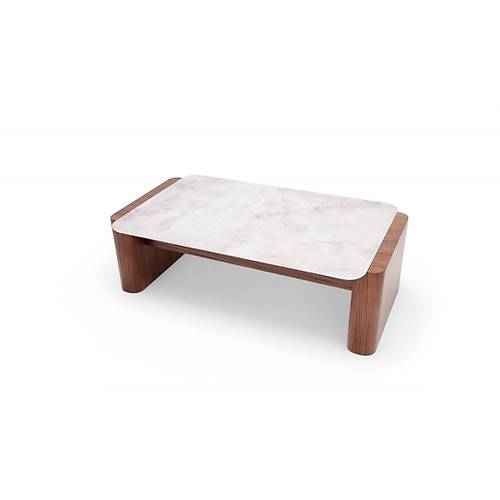 668 Walnut Marble Orta Sehpa