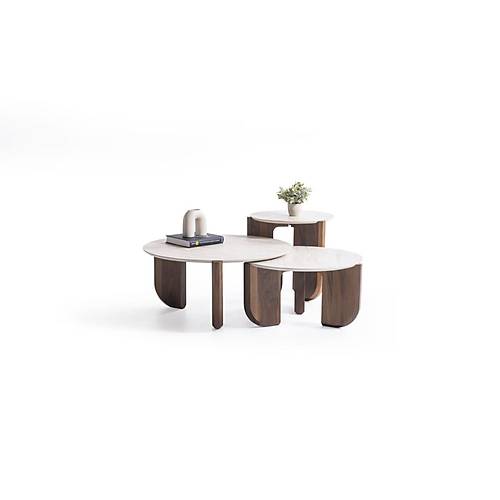 720 Walnut Traverten Orta Sehpa