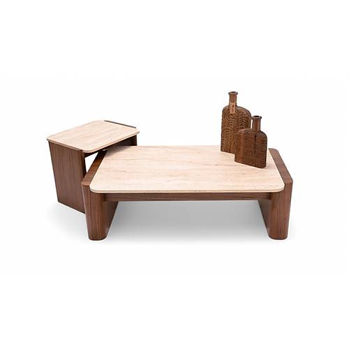 668 Walnut Traverten Orta Sehpa