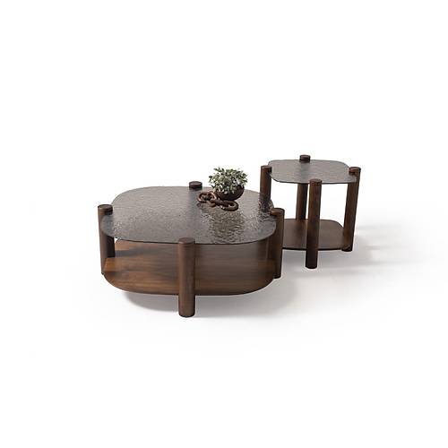 974 Walnut Bronze Orta Sehpa