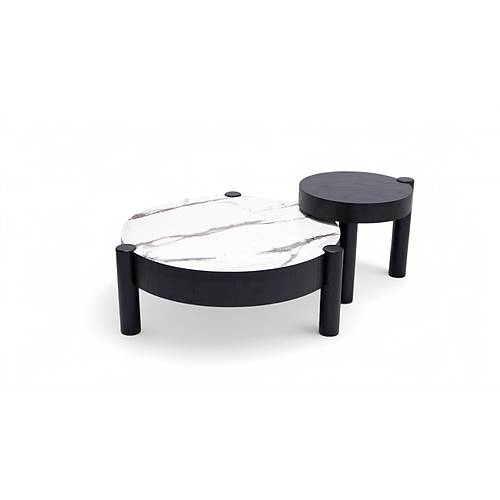 670 Black White Marble Orta Sehpa