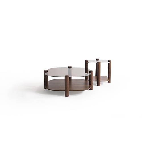 974 Walnut Bronze Glass Orta Sehpa