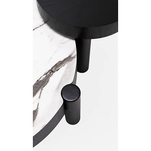 670 Black White Marble Orta Sehpa
