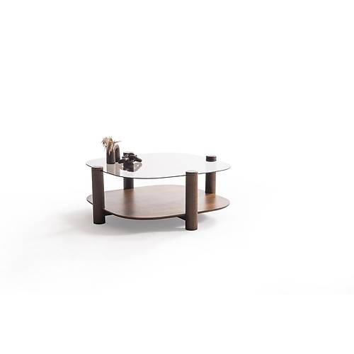 974 Walnut Bronze Glass Orta Sehpa