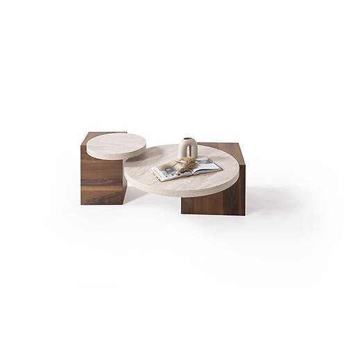 972 Walnut Traverten Orta Sehpa