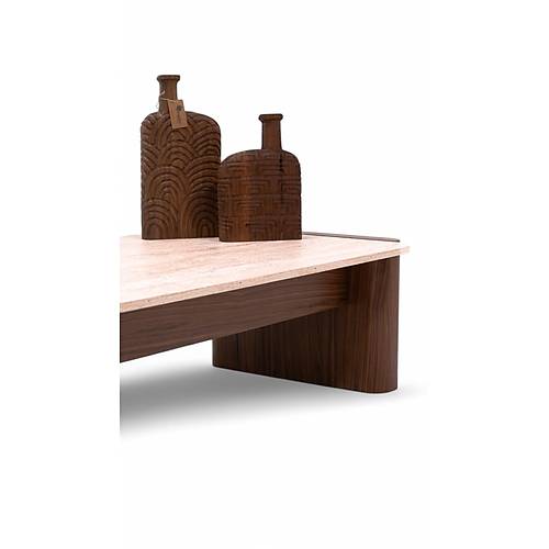 668 Walnut Traverten Orta Sehpa