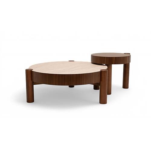 670 Walnut Traverten Orta Sehpa