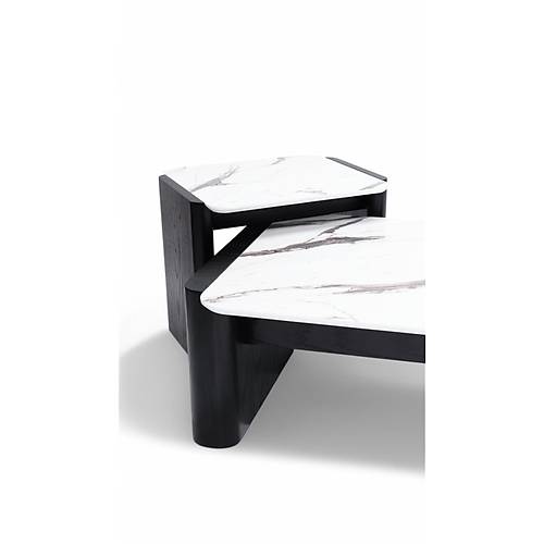 668 Oak Black Marble Orta Sehpa