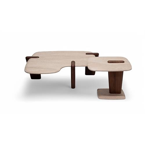 960 Walnut Traverten Orta Sehpa