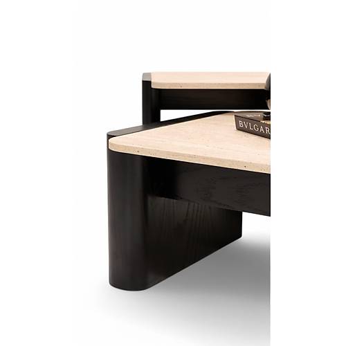 668 Oak Black Traverten Orta Sehpa