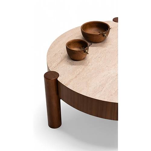 670 Walnut Traverten Orta Sehpa
