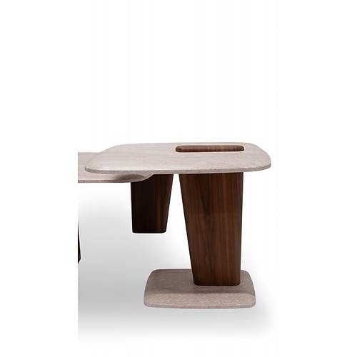 960 Walnut Traverten Orta Sehpa