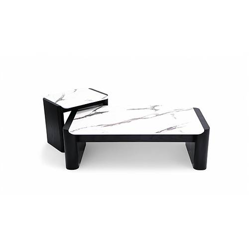 668 Oak Black Marble Orta Sehpa