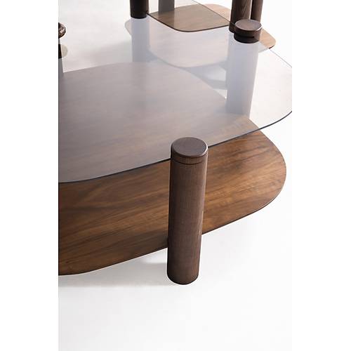 974 Walnut Bronze Glass Orta Sehpa