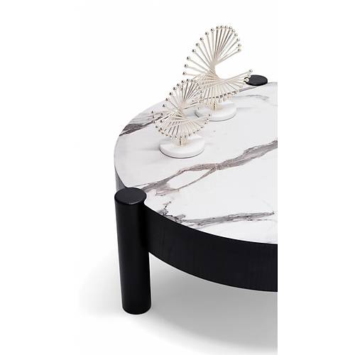 670 Black White Marble Orta Sehpa