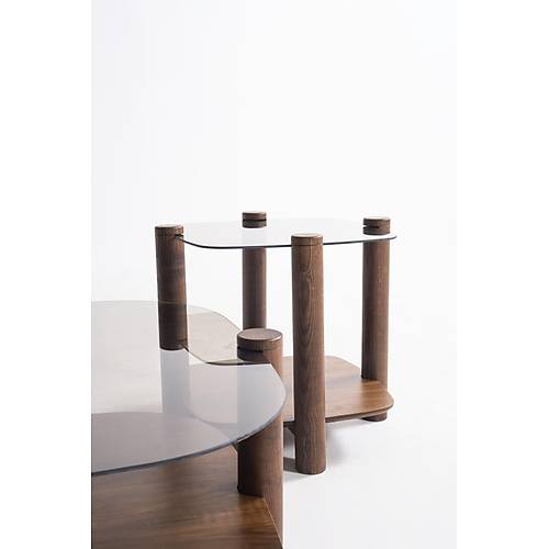 974 Walnut Bronze Glass Orta Sehpa