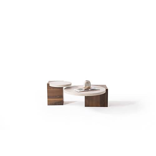 972 Walnut Traverten Orta Sehpa