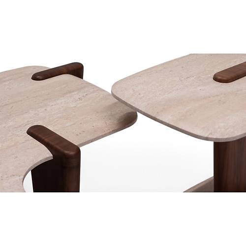 960 Walnut Traverten Orta Sehpa