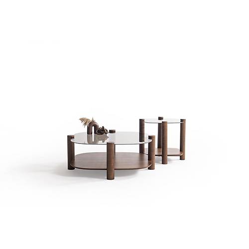 974 Walnut Bronze Glass Orta Sehpa