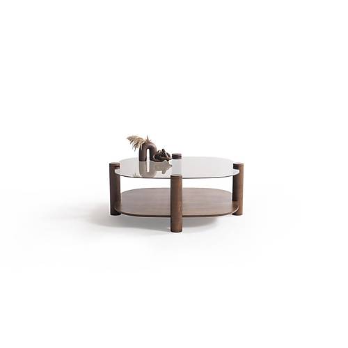 974 Walnut Bronze Glass Orta Sehpa