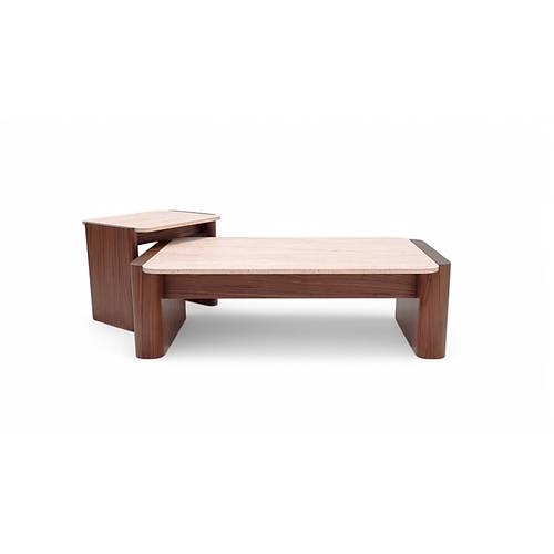 668 Walnut Traverten Orta Sehpa
